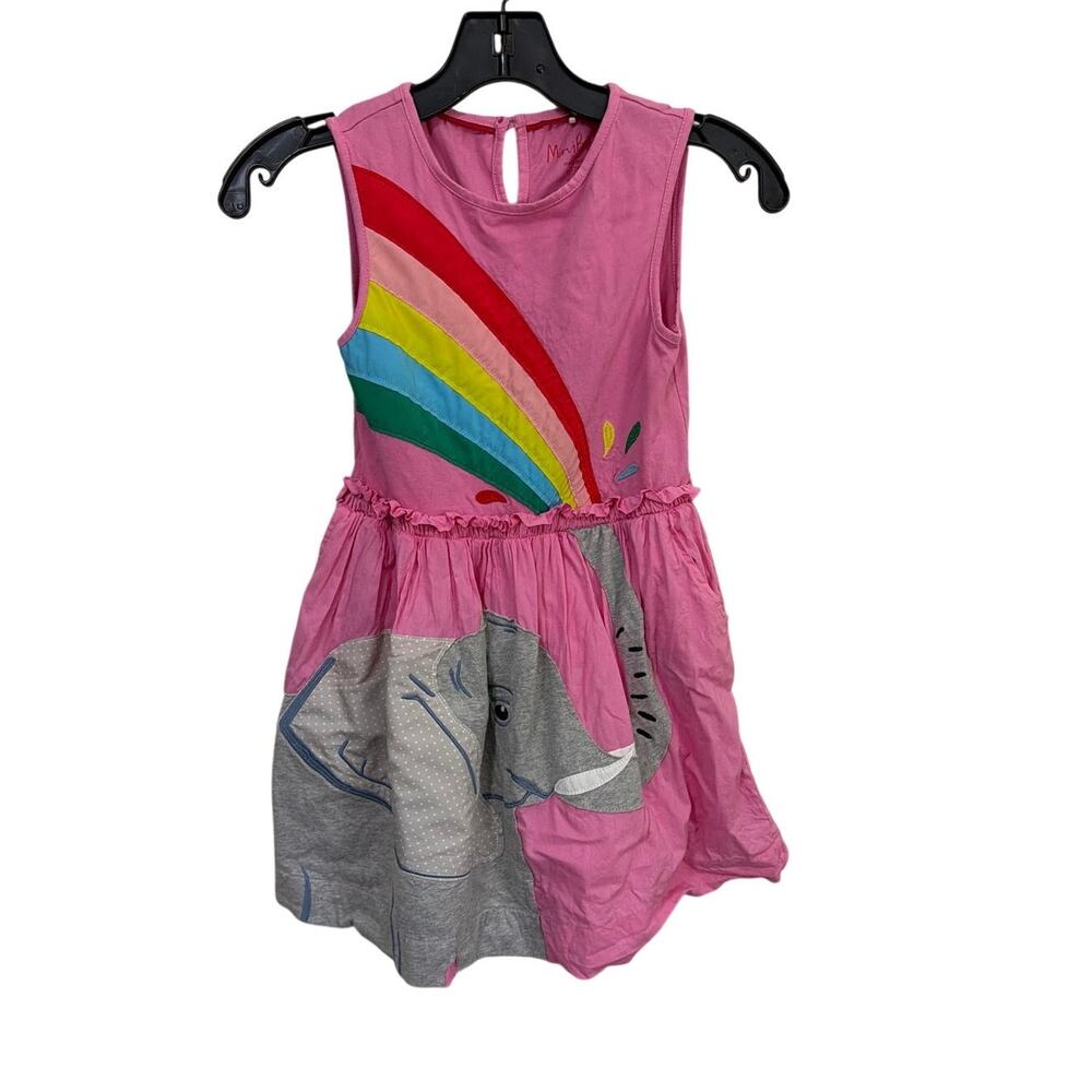 Mini Boden Elephant Applique Rainbow Sleeveless Dress Size 7-8 years